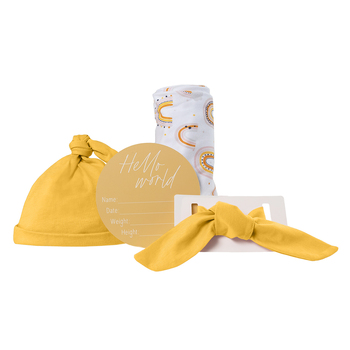 Baby Announcement Set Rainbows Beanie/Headband Printed Cloth Wrap