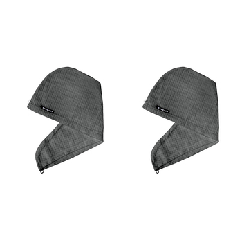 2PK Bambury Home Living Matrix Microfibre Hair Wrap Charcoal Knitted