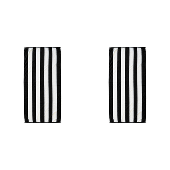 2PK Bambury Cotton Ecobeach Towel Soft 75x150cm - Black