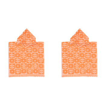 2PK Bambury HiLo Kids Poncho Bloom Cotton 60x60cm - Peach