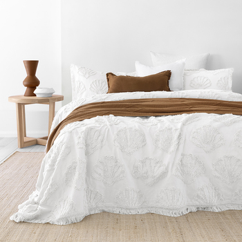 Bambury Hydra Coverlet Set White Single/Double Bed Woven Home