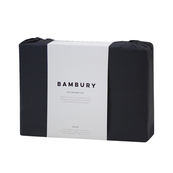 Bambury Size Queen 250TC Cotton Sheet Set Charcoal Home Bedding