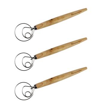 3PK Brunswick Bakers Danish Whisk w/ Wooden Handle Utensil 34x8cm