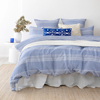 Bambury Juna King Size Quilt Cover Sheet Set w/ 2x Pillowcases Blue