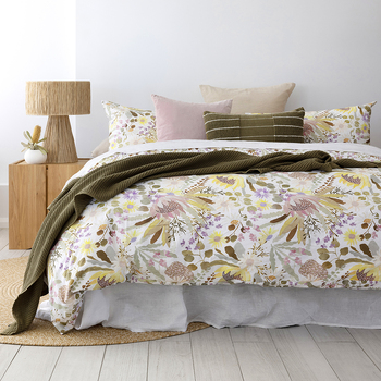Bambury Makea Quilt Cover Set Queen Bed Soft Touch Woven Home