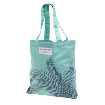 Bramble Bay Morning Mist Fern Outline Cotton Everyday Tote Bag Stylish Mint