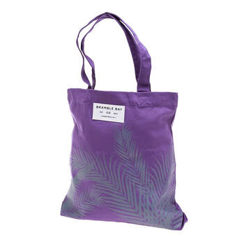 Bramble Bay Twilight Sunset Fern Outline Cotton Everyday Tote Bag Stylish Purple