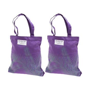 2PK Bramble Bay Twilight Sunset Fern Outline Everyday Tote Bag Stylish Purple