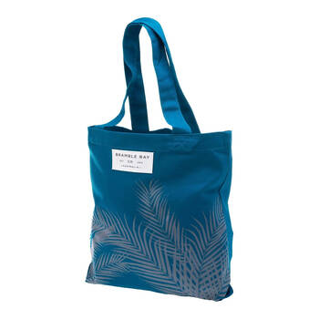 Bramble Bay Night Breeze Fern Outline Cotton Everyday Tote Bag Stylish Blue 