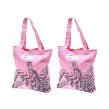 2PK Bramble Bay Twilight Sunset Fern Outline Everyday Tote Bag Stylish Pink