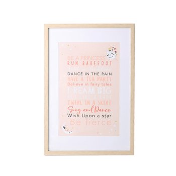 Splosh Baby Pink Framed Glass Print Home Decor 43x63cm
