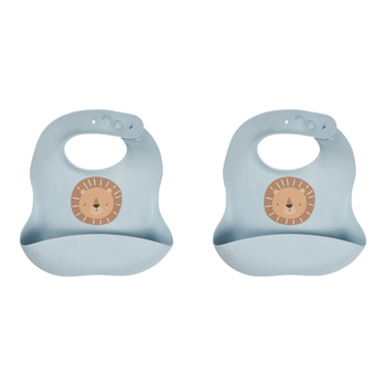 2PK Splosh Baby Lion Silicone Feeding Bib Adjustable 24cm Blue 0+