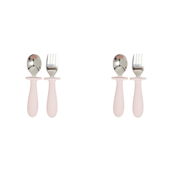 2x 2pc Splosh Baby Giraffe Stainless Steel Silicone Cutlery Set Pink 0+