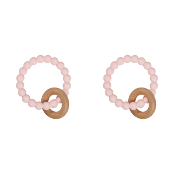 2PK Splosh Baby Giraffe Silicone/Wood Teether 12cm Pink 0+