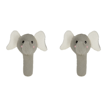 2PK Splosh Baby Elephant Cotton Knitted Rattle 19cm Grey 0+
