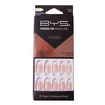 28pc BYS Press On Manicure/Nails French Gloss Ballerina