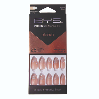 28pc BYS Press On Manicure/Nails Hint Of Glam Ballerina