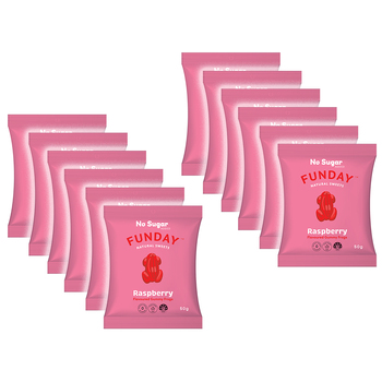 12pk Funday Raspberry Flavoured Gummy Frogs 600g