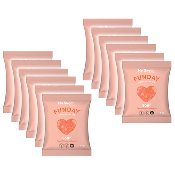 12pk Funday Sour Peach Flavoured Hearts 600g