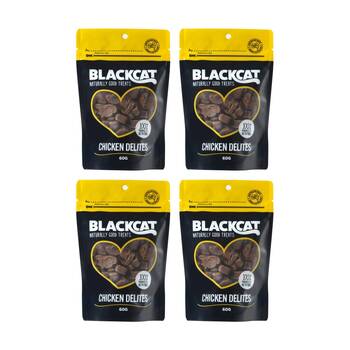 4PK Blackcat High Protein Chicken Delites Pet Cat Sized Food Treats Bag 60g