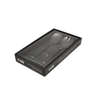 2pc St. Claire Nordic Salad Server Set Stainless Steel Utensils Black