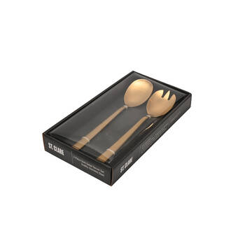 2pc St. Claire Nordic Salad Server Set Stainless Steel Utensils Gold