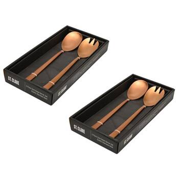 2x 2pc St. Claire Nordic Salad Server Set Stainless Steel Rose Gold