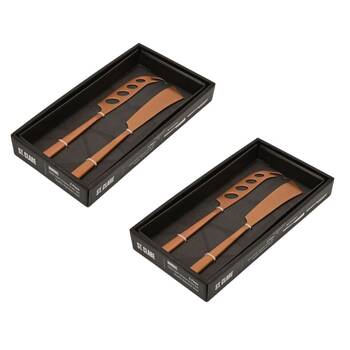 2x 2pc St. Claire Cheese Knife Set Stainless Steel 4.0mm Rose Gold