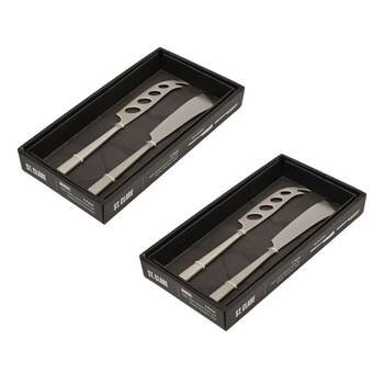 2x 2pc St. Claire Cheese Knife Set Stainless Steel 4.0mm Matt Silver