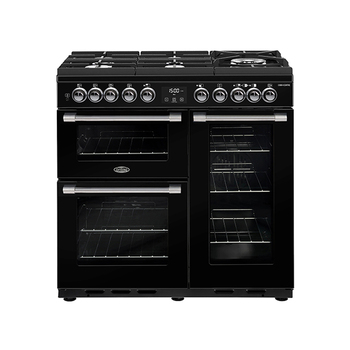 Belling 90cm Cookcentre Gas Thru Glass Range Cooker - Black