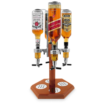 Timber 4 Bottle Rotating Liquor 30ml Shot Dispensers