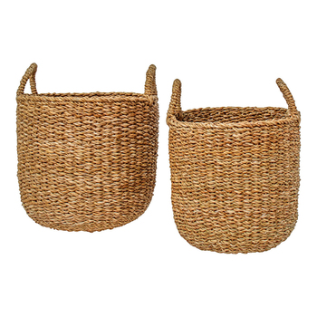 LVD 2pc Seagrass 30/34cm Woven Plant Tub Baskets w/ Handle Set - Natural