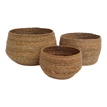 LVD 3pc Seagrass 20/26/32cm Patil Basket/Planter Set Round - Natural