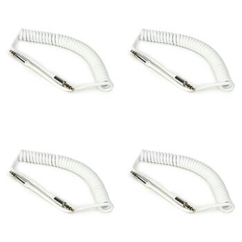 4PK Buddee Coiled 3.5mm AUX Cable - White