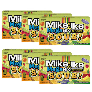 6PK Mike & Ike Mega Mix Sour Candy Confectionery Lollies 120g