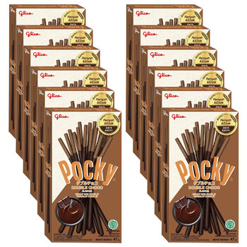 12PK Glico Pocky Double Chocolate Sticks Japanese Sweet Biscuit Snack 39G