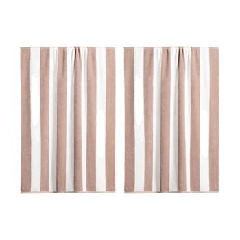 2PK Canningvale Terry Pool/Beach Towel Cabana Stripe Sand Beige 80x160cm