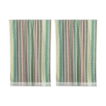 2PK Canningvale Positana Terry Beach Towel Checkers Olive Green 80x160cm