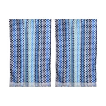 2PK Canningvale Positana Terry Beach Towel Checkers Chambray Blue 80x160cm