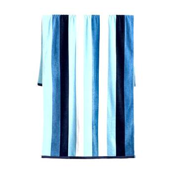 Canningvale Sorrentina Velour Beach Towel Linea Azure Blue Stripe 80x160cm