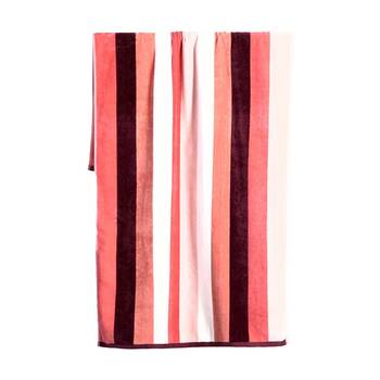 Canningvale Sorrentina Velour Beach Towel Linea Berry Red Stripe 80x160cm