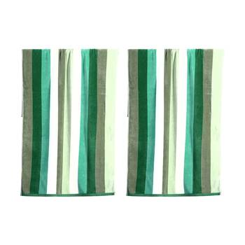 2PK Canningvale Sorrentina Velour Beach Towel Linea Verde Green Stripe 80x160cm