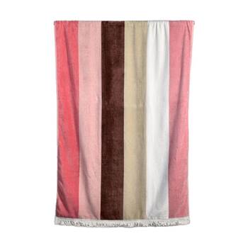 Canningvale Sorrentina Grande Velour Beach Towel Rosa Red Stripe 100x180cm