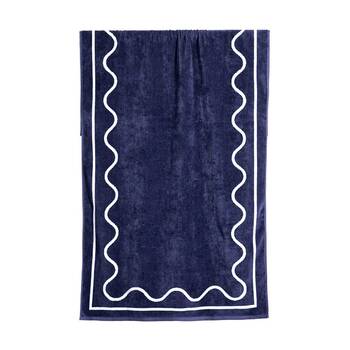 Canningvale Sorrentina Velour Pool/Beach Towel Scallop Navy 80x160cm