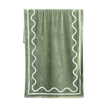 Canningvale Sorrentina Velour Pool/Beach Towel Scallop Verde 80x160cm