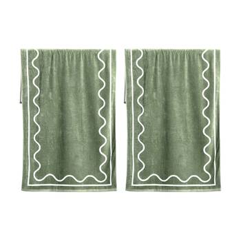 2PK Canningvale Sorrentina Velour Pool/Beach Towel Scallop Verde 80x160cm