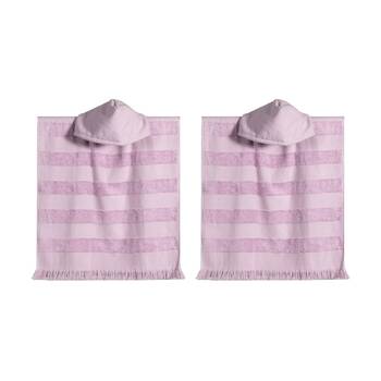 2PK Canningvale Capresi Kids Hooded Beach Towel Lilac Purple Stripe 3Y+