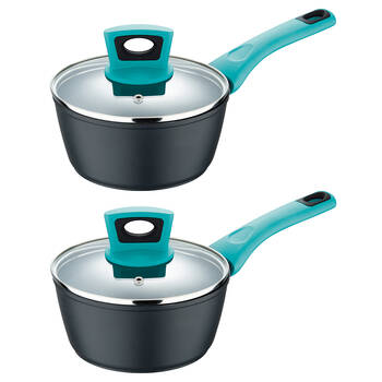 2PK Bergner 16cm Forged Induction Kitchen Saucepan With Lid Assorted