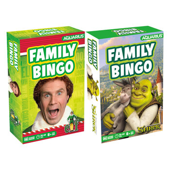 Aquarius Family Bingo Cards Party Game Set Elf & Shrek 8y+