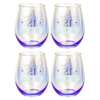 4PK LMD 21st Stemless Holographic Glass 560ml Water Tumbler